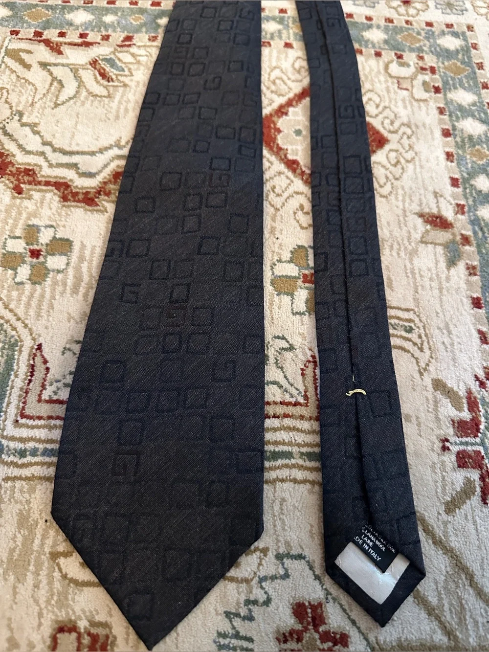 Gucci Black Textured Square-Pattern Tie